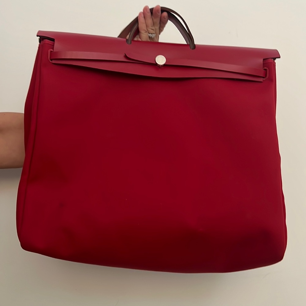 X-LARGE HERMES Herbag travel bag red. Authentic